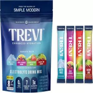 트레비TM 무설탕 전해질 - 음료 믹스 수분 파우더 패킷 8 카운트 좋아하는 품종 팩 체리 라임 딸기 키위