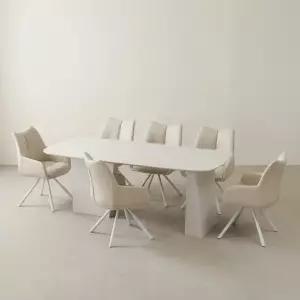 스코나 라벨라 포세린 세라믹 6인 식탁세트(회전 의자 6개)