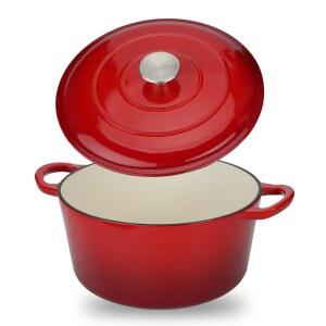 그레이트 셰프 에나멜 주철 더치 오븐 카세롤 뚜껑, 5.5쿼터, 최대 500 F까지 안전 - 마리네이팅, 요리, 베이킹, 냉장 및 서빙을 위한 튼튼한 다용도 조리기구