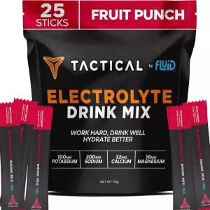 플루이드 전술 - 25 카운트 전해질 파우더 과일 펀치 여행 준비 음료 믹스 극한 재수화