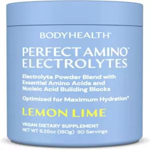 바디헬스 퍼펙트 아미노 전해질 분말 무설탕 수분 공급 공복 케토 제로 음료와 미량 미네랄 혼합 - 레몬