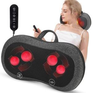 여성 남성 을 위한 생일 선물 온열 기능이 있는 무선 목 및 허리 마사지기 를 깊은 조직 시아츠 등 마사지 베개 그레이를