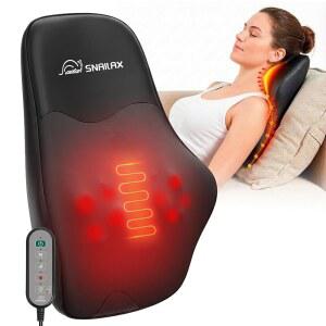 열이 있는 스네일락스 시아츠 백 마사지기 를 위한 목 어깨 4D 반죽 등 마사지 베개 3가지 속도 / 모드 가정용 자동차 사용 선물 아빠를