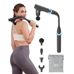 케어킹 3 in 1 탈착식 마사지 건 딥 티슈 를 위한 인체공학적 익스텐션 핸들 백 마사지기 어깨 허벅지 허리 및 목을 휴대용 타악기 근육 FSA HSA 자격 취득