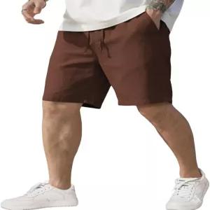 COOFANDY 남성 린넨 반바지 캐주얼 탄력 허리 드로스트링 짧은 여름 해변 휴가용
