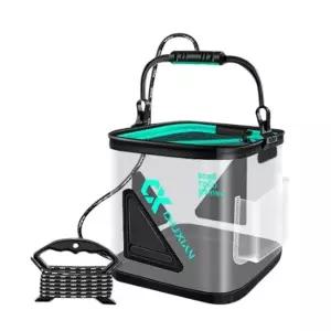 접이식 투명 두레박 낚시 살림통 밑밥통 13L EcV1+3SKp