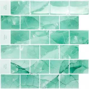 서브웨이 타일 필 앤 스틱 주방 욕실 액센트 월 11.8 x11.8 백스플래시 스티커 에메랄드 그린 - 5장