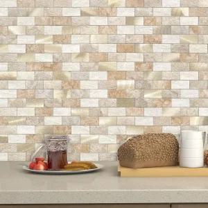 주방 지하철 셀프 접착 욕실 벽 스티커용 VAOVI 필 앤 스틱 백스플래시 타일(10매 브라운 골드)