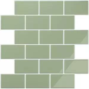 VEELIKE 세이지 그린 서브웨이 타일 필 앤 스틱 주방용 6 방수 백스플래시 스티커 벽 욕실 RV 렌터 친화적