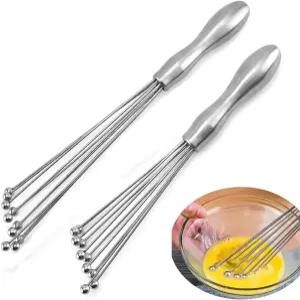 레디골 2Pcs 스테인리스 스틸 볼 거품기 비터 10인치 및 12인치 수동 믹서 주방 조리 미니 소스 크림