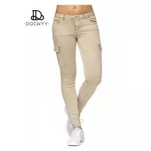 찢어진 와이드 여자통 키작녀 린넨데님팬츠 여성용 측면 입체 포켓 클로즈핏 펜슬 팬츠 가을 겨울 청바지 S