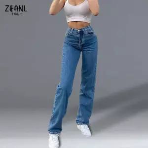 찢어진 와이드 여자통 키작녀 린넨데님팬츠 여성용 하이 웨이스트 청바지 레그 팬츠 Y2K 힙 나비 프린트 여