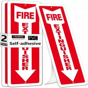 i-CowFun 2팩 자가 접착 소화기 표지판 12인치 x 4인치 내구성 있는 플라스틱 스티커 비즈니스 및 가정용