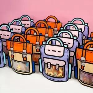 보라10 구디백 지퍼백 책가방지퍼백 주황10 가방 대형 과자포장봉투