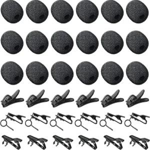 36피스 라펠 마이크 클립 스펀지 커버 키트 윈드스크린 폼 정신적 라발리에 와이어 플라스틱 비디오 인터뷰