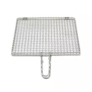 손잡이 양면 석쇠 캠핑 생선 바비큐 그릴 겹적쇠 28cm QWM4+8QDA