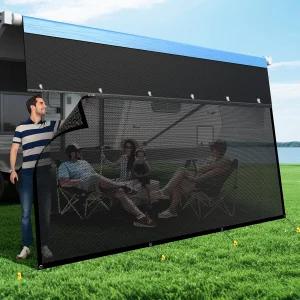 지퍼가 달린 RV 차양 스크린 600D 옥스포드 상단 8.11온스 고밀도 메쉬 하단 업그레이드 95 자외선 차단