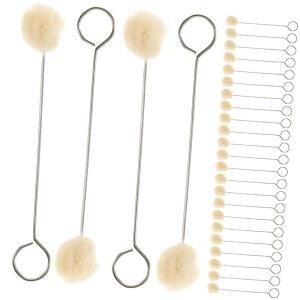 다양한 표면을 부드럽게 청소할 수 있는 Veemoon 100pcs 가죽 염색 도구 울 도버 휴대용 핸드헬드 브러시 DIY 프로젝트 및 관리용 손잡이