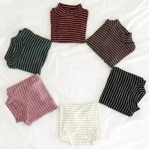 아기생일선물 유아 반폴라 줄무늬 티셔츠 가을 캐주얼 아동 목티