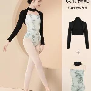 여성용 연습 레오타드 발레복 홀터넥 시스루