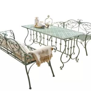 야외 정원 주물테이블 세트 4인 빈티지 레트로 철제 라탄 테라스 가구 인테리어