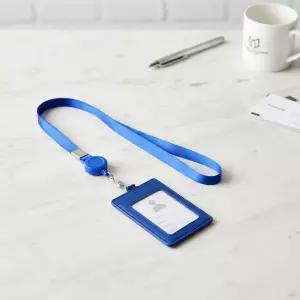 사무실필수 카드지갑 릴홀더목걸이 사원증케이스 블루컬러 휴대간편