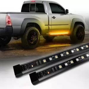 OPT7 사이드킥 48인치 러닝 보드 라이트 2PCS LED 스트립 순차적 앰버 턴 시그널 DRL 일반 택시 픽업 SUV