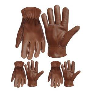 NBLEAGLO 남성용 브라운 가죽 작업 3쌍 원예 내구성 장갑 미디엄) 있는 (브라운 장갑 드라이버