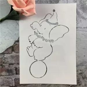 스텐실 도안 A4 벽화 풍선 코끼리 9cm 작은 앨범 템플릿 스크랩북 드럼 레이