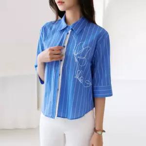 스트라이프 나염 7부 셔츠_2color