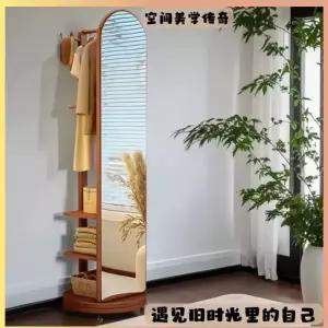 전신거울 행거 스탠드 롱코트 옷걸이 원룸 원목 회전형 피팅 옷장