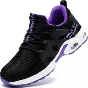 여성용 파괴되지 않는 안전 작업용 신발 에어 쿠션 경량 통기성 유틸리티 운동화 펑크 방지 복합 발가락