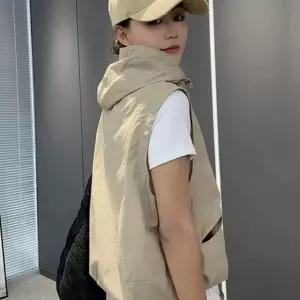 얇은 후드 조끼 민소매 캐주얼 더블 여름조끼 지퍼