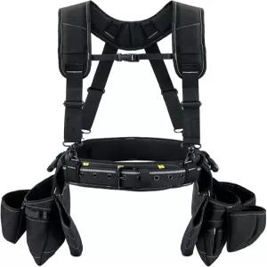 멜빵이 달린 KUNN 공구 벨트와 프로 프레임 건설 장비 목수 전기 기술자 루핑 블랙용 포켓 22개