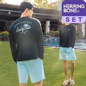 남자 래쉬가드세트 루즈핏 긴팔 수영복 반바지 비치웨어 빅사이즈 RF342 AF309 - 컬러팝_블랙-(공용)XXL 22