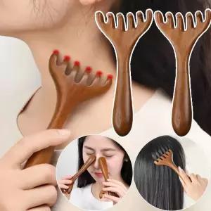 바디 경락 마사지 빗 샌달우드 사슴뿔 넓은 이빨 침술 순환 촉진 정전기 방지 부드러운 머릿결