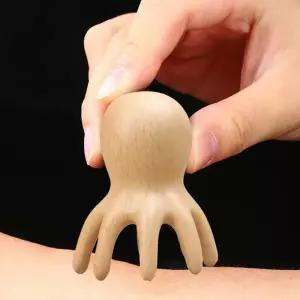 산달우드 문어 두피 마사지 빗 머리 경락 스크래핑 침술 스파 괄사 피로 도구