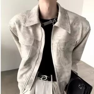 남성 빈티지 나염 가죽 코트 패드 재킷 A45Z1N 잇템2