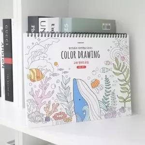 핑크풋 고래 컬러드로잉 쉬운버전 컬러링북