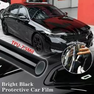 50cm/152cm 광택 블랙 TPU 7.5Mil 스크래치 자가 복원 공기 배출 접착 종이 자동차/오토바이 포장 필름