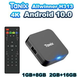 TANIX TX1 안드로이드 10.0 Allwinner H313 쿼드 코어 4K HDR 미니 소형 게임 TV 스틱 2.4G Wifi RAM 1GB 2
