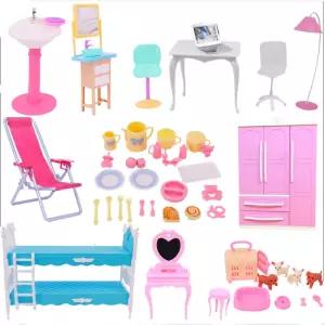 인형 집 가구 침대 테이블 의자 11.8 인치 30cm 플라스틱 청소 도구 액세서리 미니 모델 선물 완구