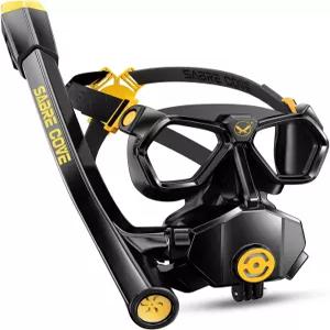 풀페이스 스노클 마스크 귀 이퀄라이제이션 기능이 있는 빠르게 출시되는 누수 방지 및 김서림 메쉬 백