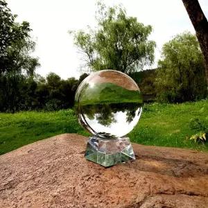 수정 구슬 유리 8cm 받침 투명 나무 크리스탈볼