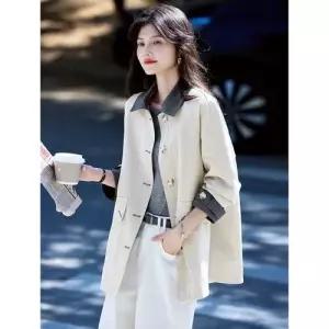 M1 여사친 하프 캐주얼 가을 카디건 터틀넥 트렌치코트 상의 슬림핏 러블리 싱글 JEN3