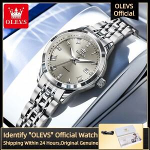 호환상품 OLEVS 7062 여성용 고급 오토매틱 시계 데이 로마 스케일 다이아몬드 기계식 손목시계