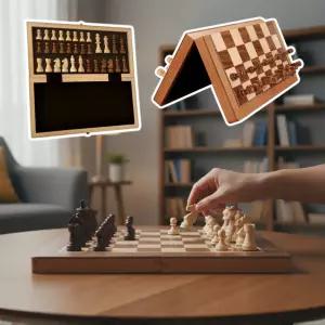 자석붙는 체스게임 체스말 갬핑보드게임 우드 휴대용 접이식