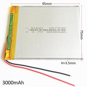 보호 보드가 있는 리튬 폴리머 Lipo 충전식 배터리 PDA 태블릿 PC 보조배터리 노트북 357595 3.7V 3000mAh