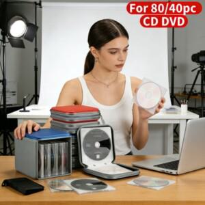 80/40개 대용량 디스크 CD DVD 지갑형 보관 정리함 케이스 홀더 앨범 박스 지퍼백 포함 액세서리