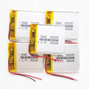 5x PC 3.7V 300mAh Lipo 충전식 배터리 303035 MP3 GPS 블루투스 헤드셋 카메라용 스마트 워치 팔찌 레코더
